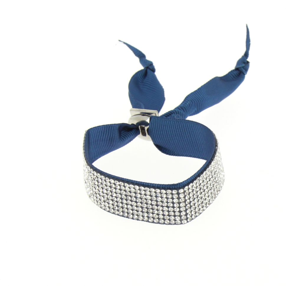  Bracelet ruban 8 rangées de strass Bleu - 4924-36807