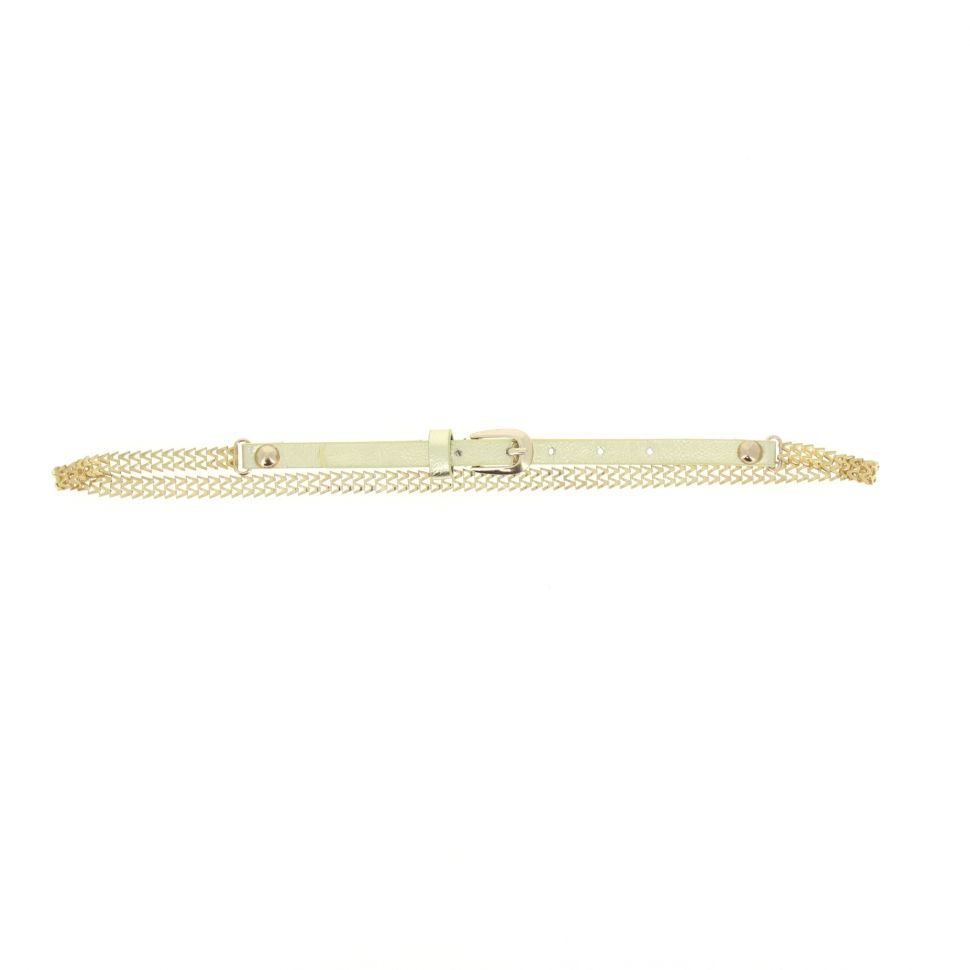 Ceinture chaine, similicuir, strass L3147 Taupe Golden - 7321-36837