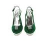 Chaussures de soirée velour, nœud de papillon strass 5949 Vert - 5970-36879