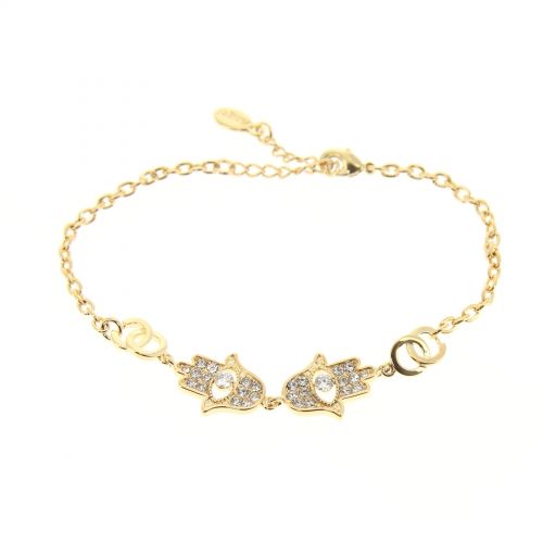 Bracelet a main de Fatima strass Doré - 9318-37068