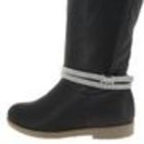 Paire de bijoux de bottes, 2 tour à 3 rangés de strass, DH001 Noir- Gris Black (White) - 9632-37083