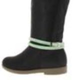 Paire de bijoux de bottes, 2 tour à 3 rangés de strass, DH001 Noir- Gris Vert - 9632-37086