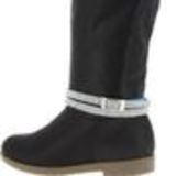 Paire de bijoux de bottes, 2 tour à 3 rangés de strass, DH001 Noir- Gris Bleu - 9632-37087