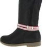 Paire de bijoux de bottes, 2 tour à 3 rangés de strass, DH001 Noir- Gris Fuchsia - 9632-37089