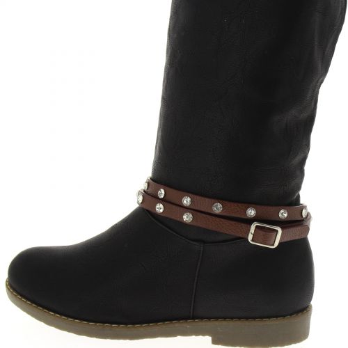 Paire de bijoux de bottes 2 tours strass WIEM Marron - 6616-37124