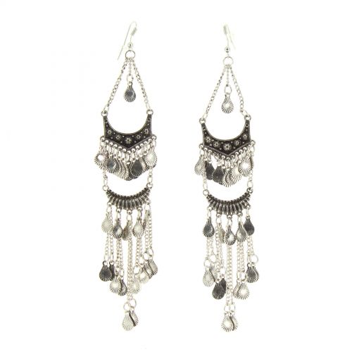 Boucles d'oreilles pendants à perles et strass, 9108 Doré Argent - 10202-37246