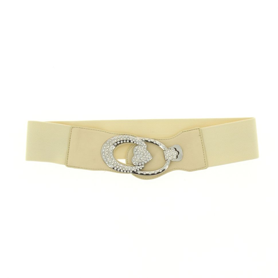 Ceinture élastique, boucle à strass, 2553 noir Beige - 7791-37285