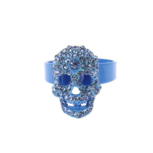 Bague fantaisie, tête de mort strass