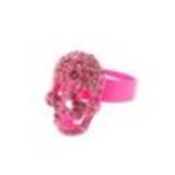 Bague fantaisie, tête de mort strass Fuchsia - 2177-37379