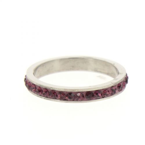 Bague acier 6311, Strass de zirconia Violet