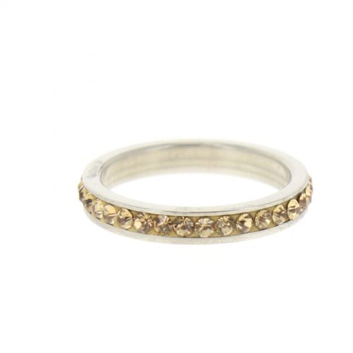 Ring Stainless Steem, Rhinestone Zirconia Gold