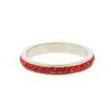 Bague femme inoxydable, Strass de zirconia Couleur Rouge