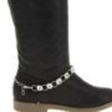 Paire de bijoux de bottes, fleur et strass BDB-006 Rouge