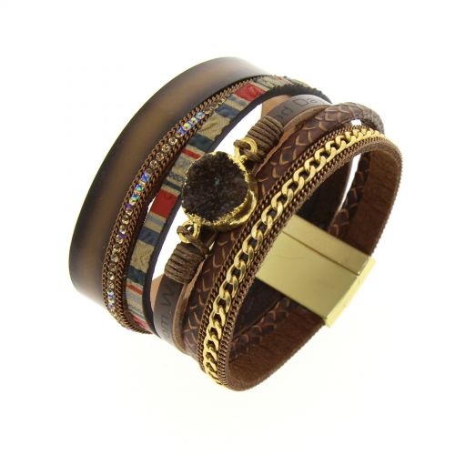 MOLLY natural stone cuff bracelet Brown - 10272-37887