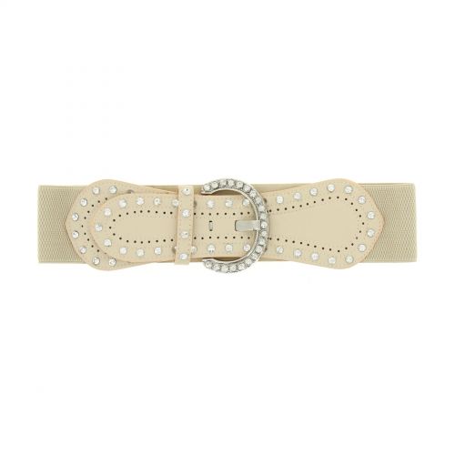 Ceinture élastique Bouccle à strass BARISA Beige - 2553-37947