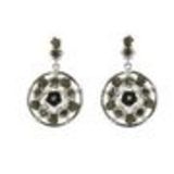 Boucles d'oreilles, fleurs à perles, 2838 rose Black-Silver - 3223-37962