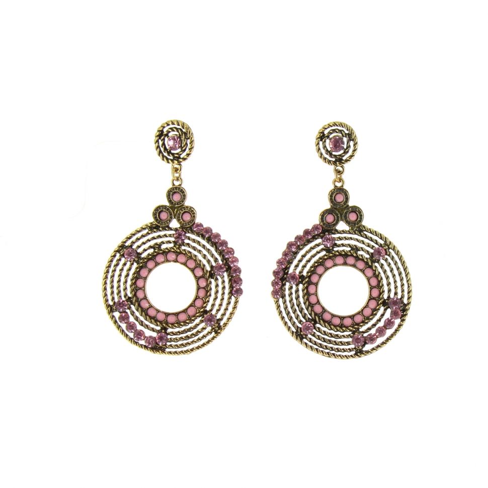 Boucles d'oreilles Q-17623, ethnique, perle Pink - 1595-38015