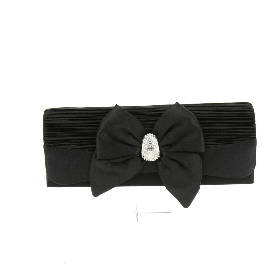 OMBELINE satin evening bag Black - 10307-38172