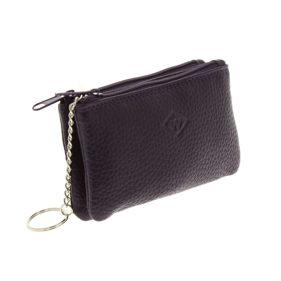 Porte monnaie double zip cuir Violet - 10340-38442