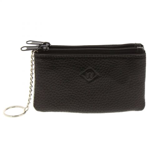 Porte-monnaie en cuir à double compartiment à zip, pour homme et femme