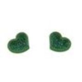 Boucles d'oreilles SZR-496B, coeur, strass vert