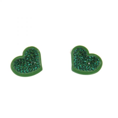 SZR-496B orecchini, cuore, strass verde