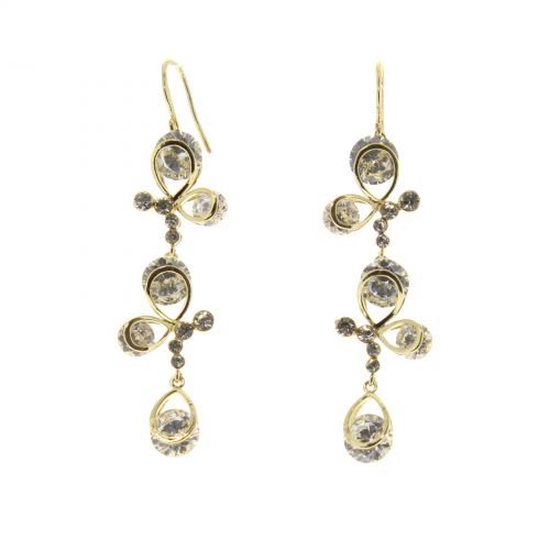 Boucles d'oreilles pendants à perles et strass, 9108 Doré Golden - 9667-38477