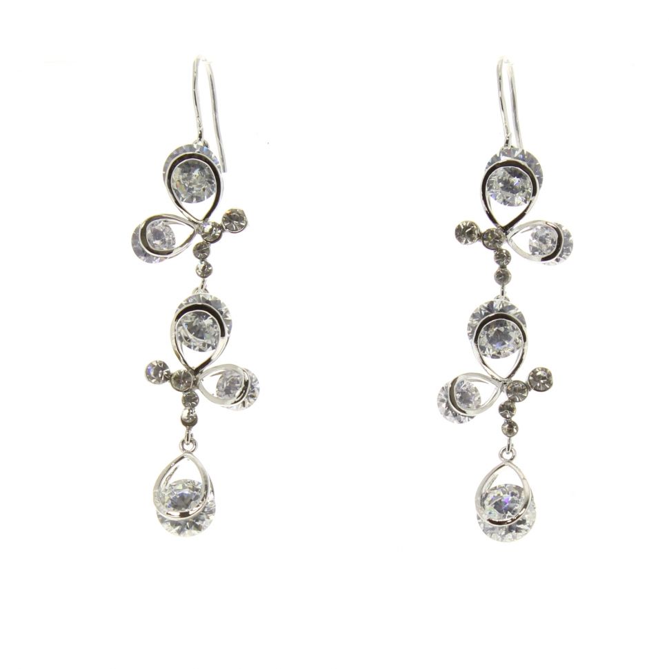 Boucles d'oreilles pendants à perles et strass, 9108 Doré Argent - 9667-38478