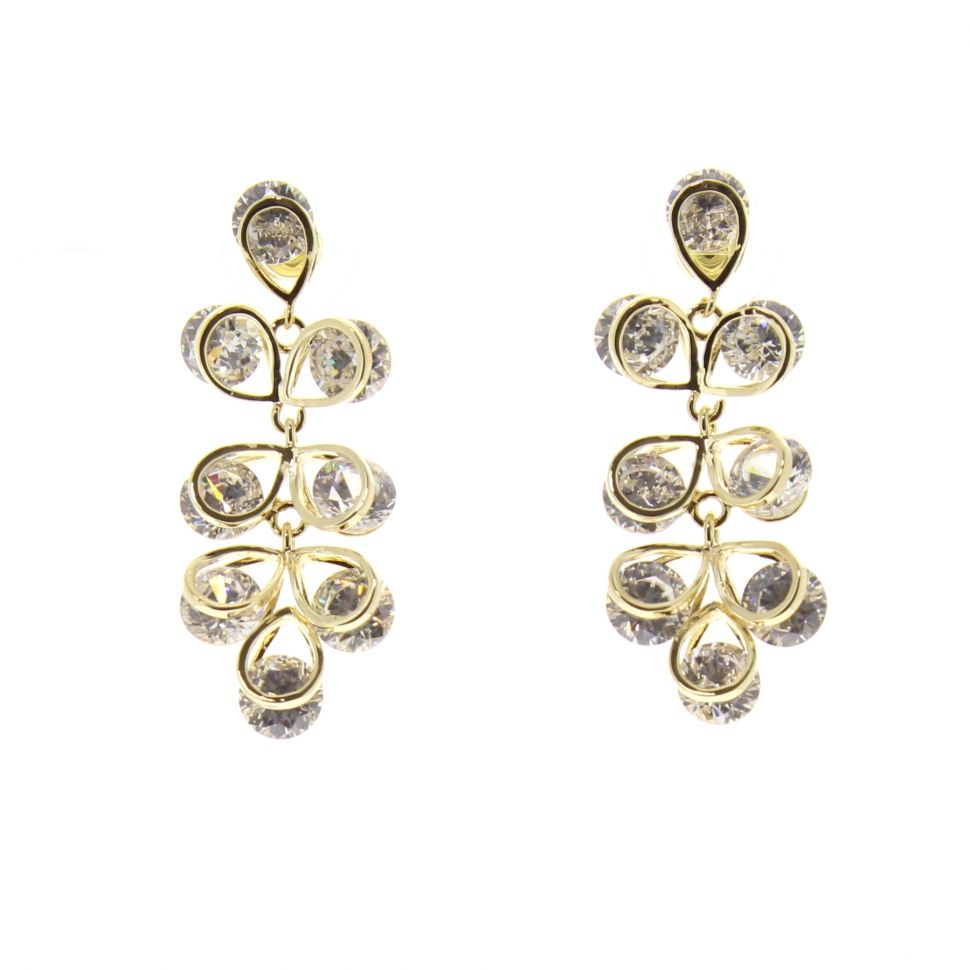 Boucles d'oreilles pendants à perles et strass, 9108 Doré Golden - 9669-38481