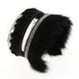 MAGDALENA Chains and fur cuf bracelet Black - 10351-38612