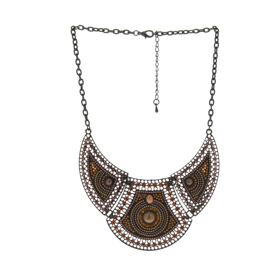 Collier femme, Coeur en strass, XS-2259 Marron - 10355-38624