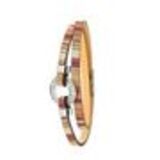 Bracelet cuir 3 tours strass cristal, 8474 Rouge foncé Orange - 10400-38876