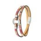 Bracelet cuir 3 tours strass cristal, 8474 Rouge foncé Rouge - 10400-38879