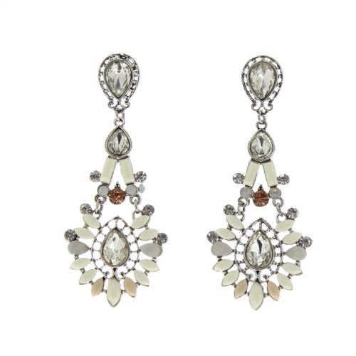 Boucles d'oreilles pendants à perles et strass, 9108 Doré Blanc - 10435-39098