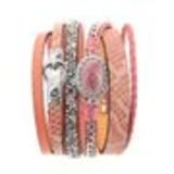 Bracelet manchette 2 rangées, feuilles 6441 Or Corail - 10529-39897