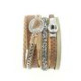 Bracelet manchette 2 rangées, feuilles 6441 Or Beige - 10529-40436