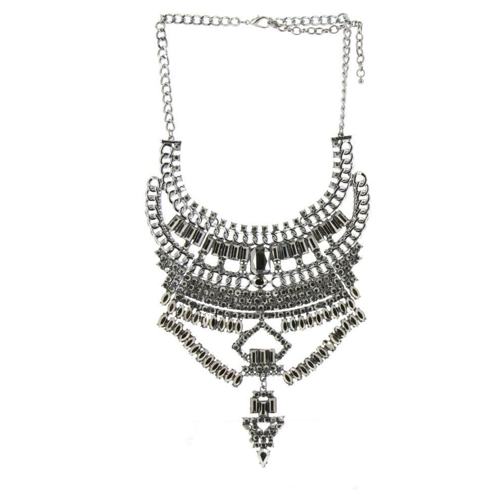 Alfred plastron fashion necklace Grey - 10624-40601