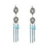 Boucles d'oreilles pendants à perles et strass, 9108 Doré Bleu - 10630-40634