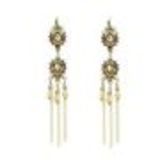 Boucles d'oreilles pendants à perles et strass, 9108 Doré Beige - 10630-40635