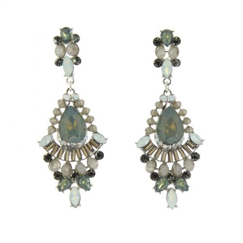 Boucles d'oreilles pendants à perles et strass, 9108 Doré Grey - 10631-40638