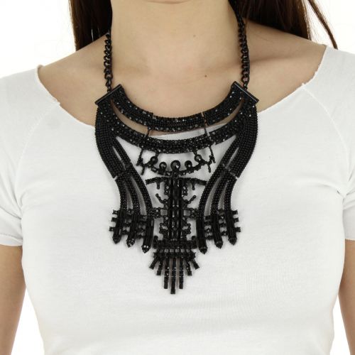 Alfred plastron fashion necklace Black - 10590-40832