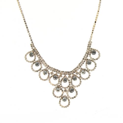 Collier strass avec boucles d'oreilles, 8528 Argenté