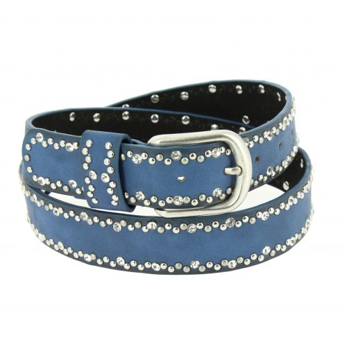 Ceinture femme doublé en cuir à strass et rivets, CAPUCINE