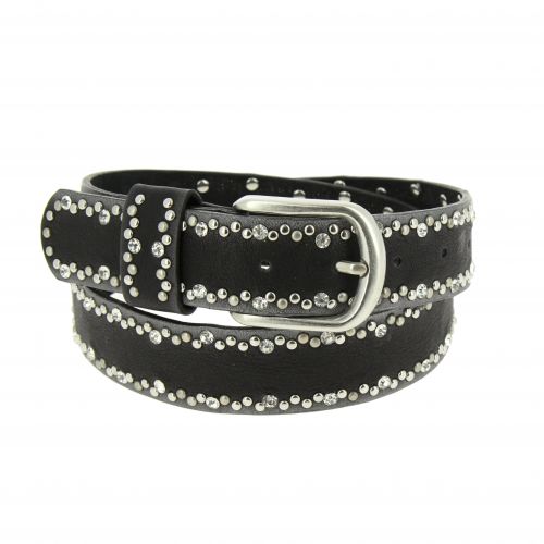 Ceinture femme doublé en cuir à strass et rivets, CAPUCINE