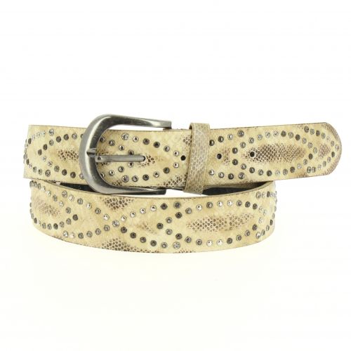 Ceinture femme serpent avec doublure croûte de cuir à rivetés, CAPUCINA