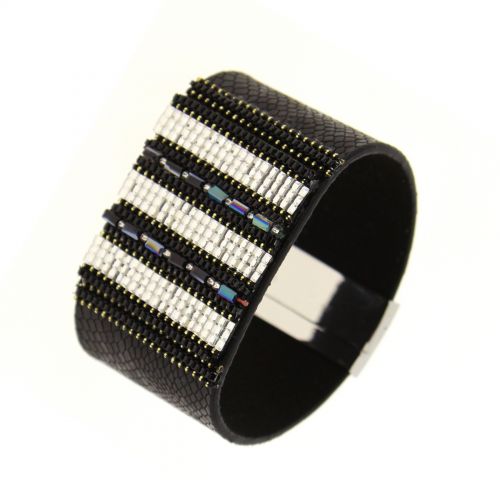 Bracelet Strass en acier, BH52-1 Marron