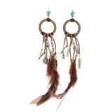 Long feather earrings, GWENOLA