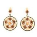 Boucles d'oreilles, fleurs à perles, 2838 rose