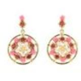 Boucles d'oreilles, fleurs à perles, 2838 rose