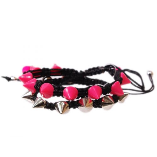 Pulsera Shamballa con púas de metal y acrílico, ELLINE